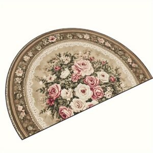 Semi Circle Entryway Rug Persian Style Washable Carpet for Indoor Use
