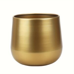 1pc Plant Pot Golden Vase Metal Flower Pot Vase with Drainage Hole
