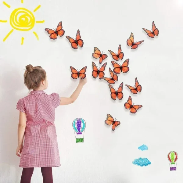 10Pcs 4.72 In Monarch Butterfly Decoration Stickers Fakes Butterflies For Crafts Artificial Wall 3D Home Décor