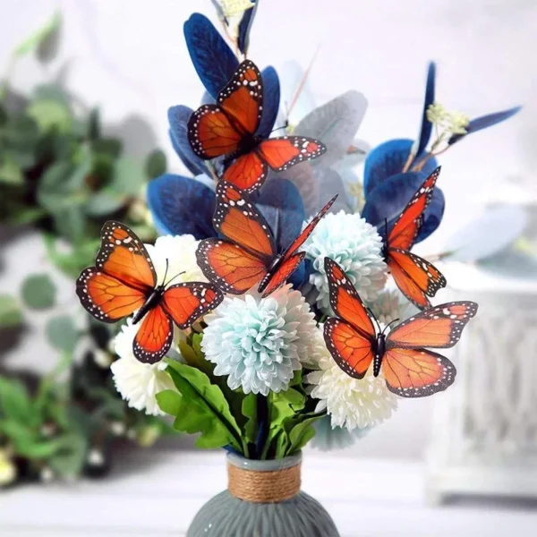 10Pcs 4.72 In Monarch Butterfly Decoration Stickers Fakes Butterflies For Crafts Artificial Wall 3D Home Décor