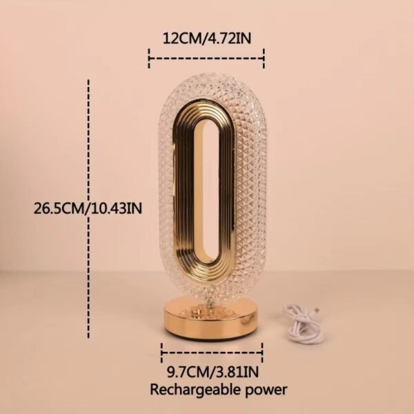 Modern Luxury Oval USB Rechargeable Crystal Table Lamp Dimmable Touch Lamp with 3 Color Bedside Lamp