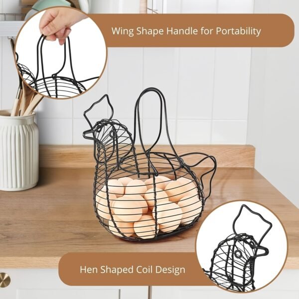 d60ecdfe-3a27-470d-aeaa-d22971635727.jpg Vintage-Style Round Metal Egg Basket with Handle - Rustic Wire Design for Efficient Egg Collection